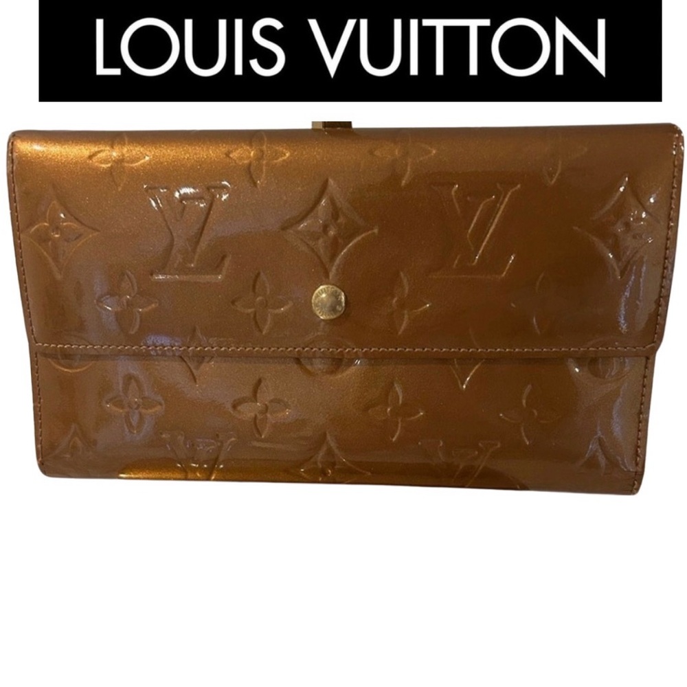 LOUIS VUITTON Vernis Bronze Long Wallet w/ LV Box & Unbranded Dust Bag. EUC